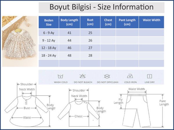 Çiçek Desenli Bebe Yakalı Uzun Kollu Kız Bebek Elbise