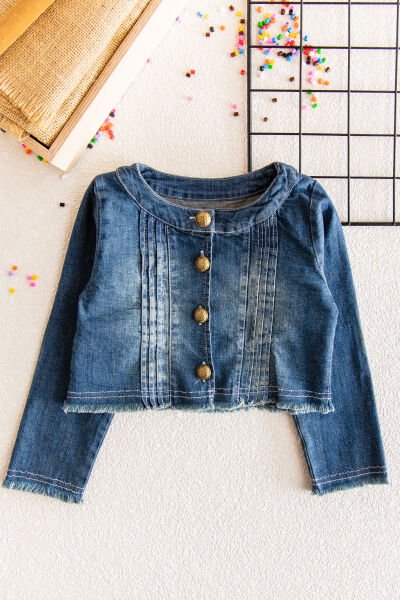 Kız Çocuk Kot Ceket Uzun Kollu Çocuk Bolero