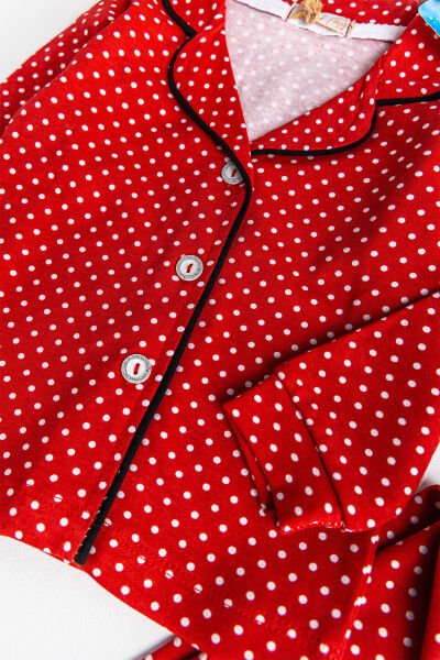 Puantiye Desenli Kırmızı Kız Çocuk Pijama Takımı