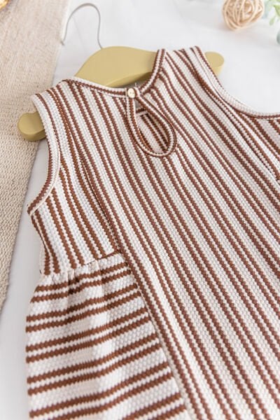 Çizgili Desenli Yazlık Kız Çocuk Elbise