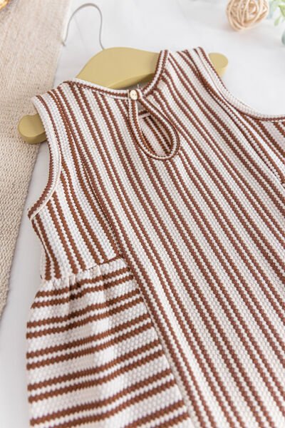 Çizgili Desenli Yazlık Kız Çocuk Elbise