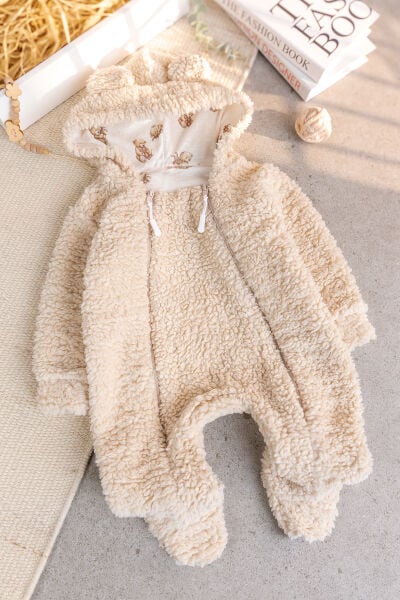 Kışlık Premium Kalite Kız Peluş Erkek Bebek Tulum
