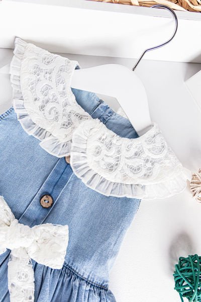 Güpürlü Fırfırlı Kız Bebek Tulum Bebek Yazlık Elbise
