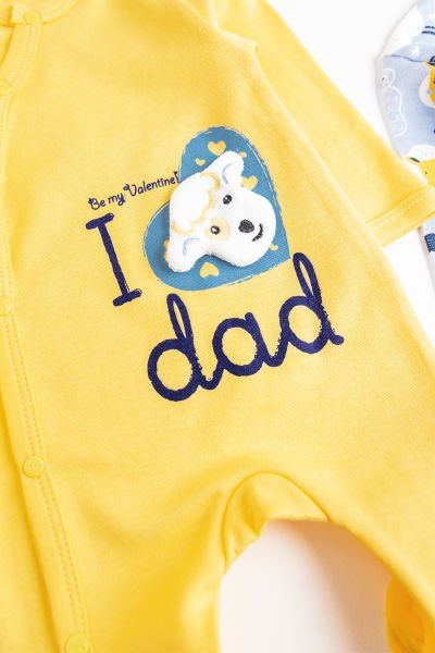 I Love Dad & Mama İkili Uzun Kollu Erkek Bebek Tulum Takım