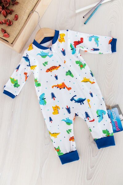 Dino Figürlü Fermuarlı Erkek Bebek Tulum