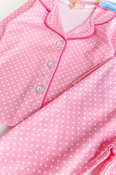 Puantiye Desenli Pembe Kız Çocuk Pijama Takımı