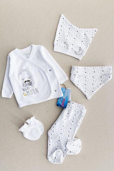 Little Moon 5 Parça Erkek Bebek Hastane Çıkışı Bebek Takımı