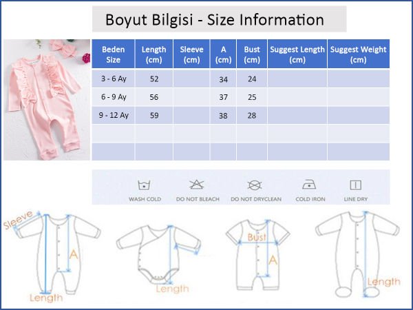 Fiyonklu Bandanalı Kız Bebek Tulum SOMON -  6-9 AY