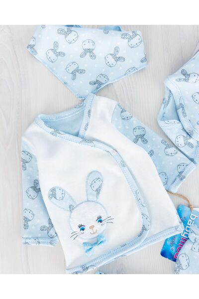 Tavşan İşlemeli 10 Parça Erkek Bebek Hastane Çıkışı Bebek Takımı Layette