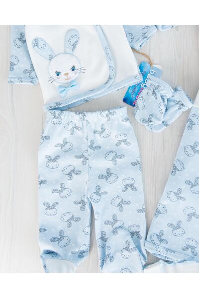 Tavşan İşlemeli 10 Parça Erkek Bebek Hastane Çıkışı Bebek Takımı Layette