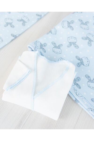 Tavşan İşlemeli 10 Parça Erkek Bebek Hastane Çıkışı Bebek Takımı Layette