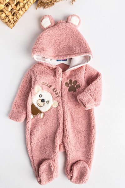 Ayıcık Figürlü Peluş Kız Bebek Tulum