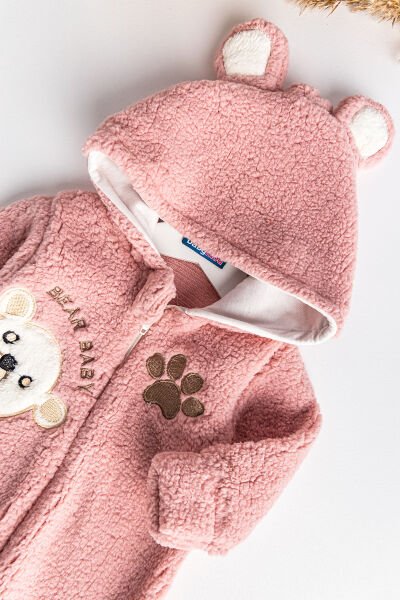 Ayıcık Figürlü Peluş Kız Bebek Tulum