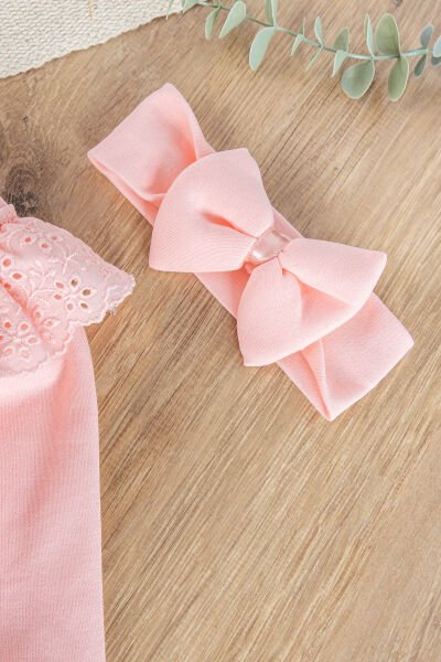 Fisto Yakalı Fiyonklu Bandanalı Kız Bebek Tulum