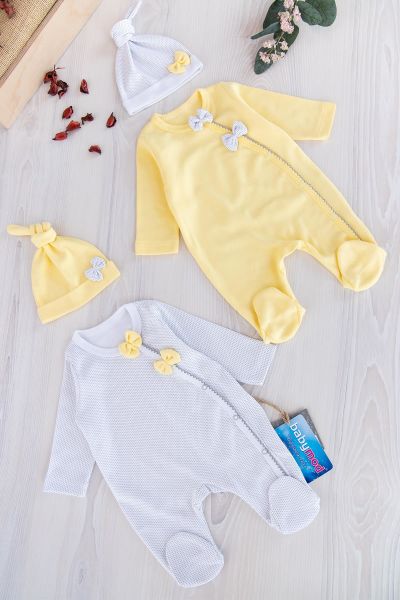 Uzun Kollu İkili Kız Bebek Tulum Takım