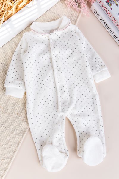 Hırkalı Bebe Yaka 2'li Kadife Kışlık Kız Bebek Tulum Set Gül kurusu -  0-3 AY