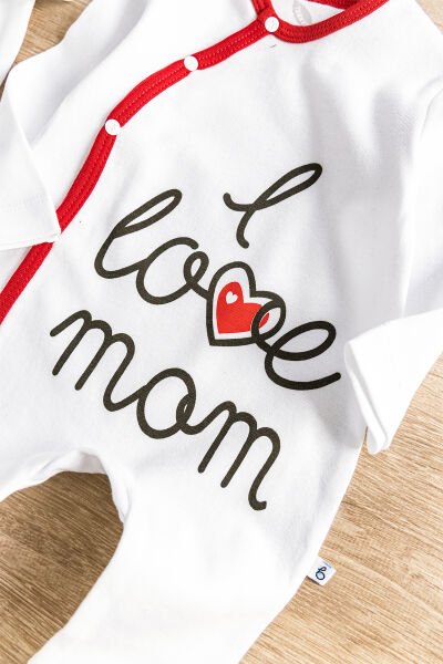 I Love Dad&Mom Taraftar Siyah Beyaz İkili Bebek Tulum Takım