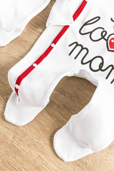 I Love Dad&Mom Taraftar Siyah Beyaz İkili Bebek Tulum Takım