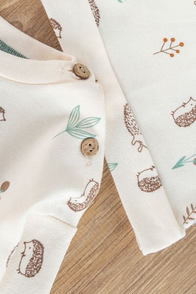 Figürlü 3'lü Şapkalı Unisex Bebek Takımı