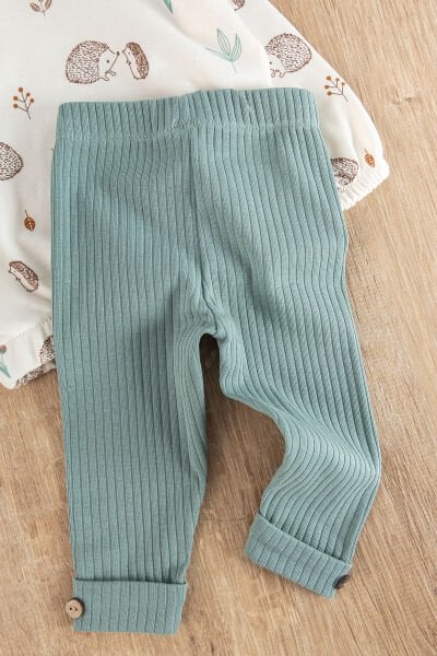 Figürlü 3'lü Şapkalı Unisex Bebek Takımı