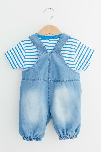 Denim Kumaş Bol Kesim Erkek Bebek Salopet Tulum Takım