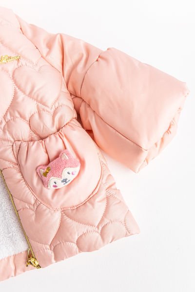 Kalp Kapitoneli İçi Peluş Kız Bebek Mont