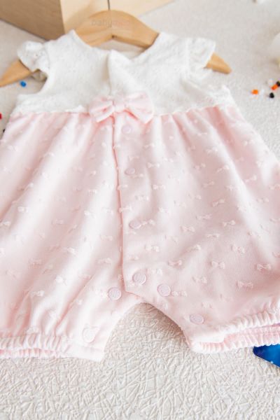 Dantelli Çıt Çıtlı Kız Bebek Tulum PEMBE - 3 Ay