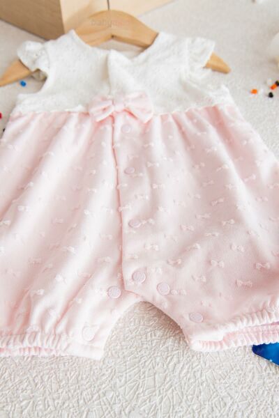 Dantelli Çıt Çıtlı Kız Bebek Tulum PEMBE - 9 Ay