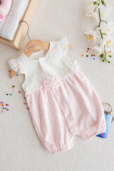 Dantelli Çıt Çıtlı Kız Bebek Tulum PEMBE - 9 Ay