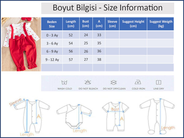 Kalp Desenli Fiyonklu Bandanalı Kız Bebek Tulum
