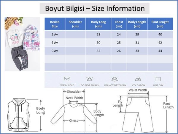 Kız Bebek Takım Kedi Desenli Kız Bebek Şişme Yelekli Takım
