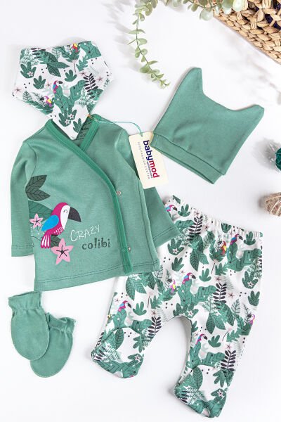 Kuş Figürlü 5 Parça Kız Bebek Hastane Çıkışı Bebek Takımı