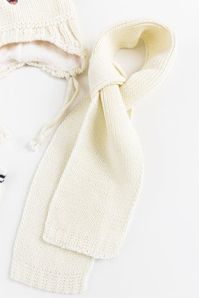 Panda Figürlü 0-18 Ay Erkek Bebek Atkı Bere Eldiven Takımı