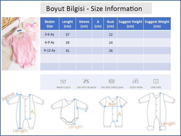 Kız Bebek Tulum Bandanalı Güpürlü Kız Bebek Tulum