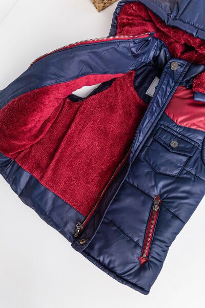 Kapüşonlu İçi Peluş Erkek Çocuk Şişme Yelek