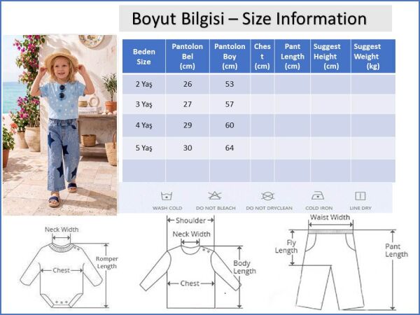 Yıldız İşlemeli Denim Kız Çocuk Kot Pantolon