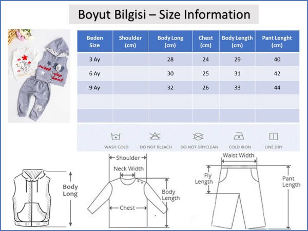 Fil Figürlü Üçlü Yelekli Kız Bebek Takım