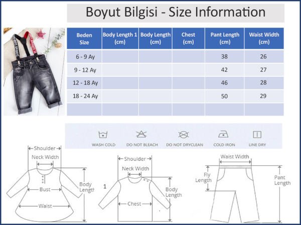 Denim Kumaş Askılı Erkek Bebek Kot Pantolon