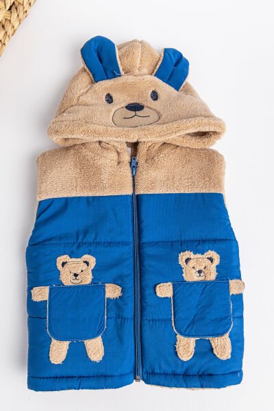 Ayıcık Figürlü Kapüşonlu Welsoft Erkek Çocuk Şişme Yelek