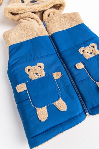 Ayıcık Figürlü Kapüşonlu Welsoft Erkek Çocuk Şişme Yelek