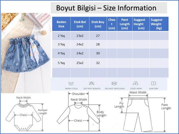 Yıldız İşlemeli Denim Kız Çocuk Kot etek
