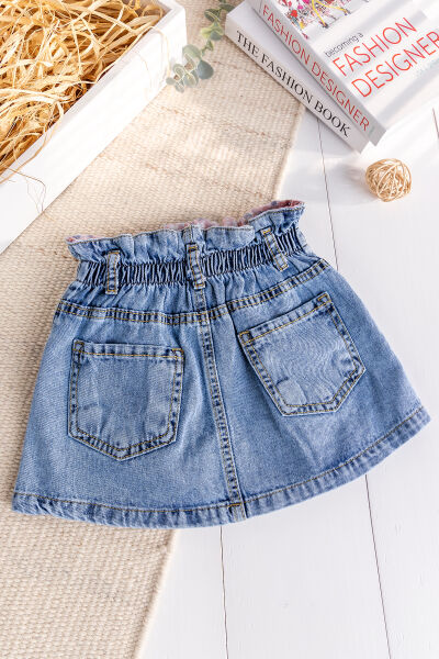 Yıldız İşlemeli Denim Kız Çocuk Kot etek