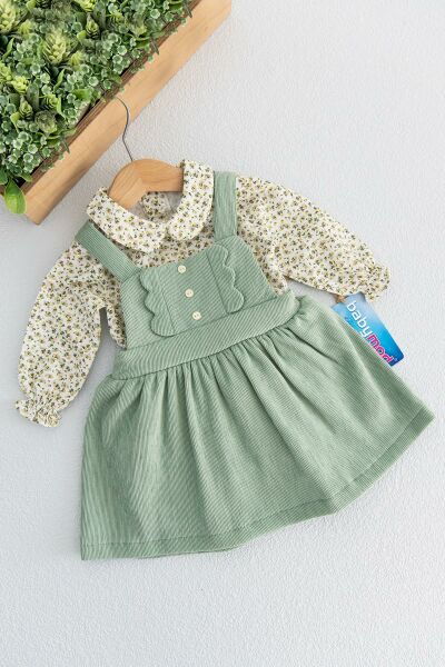 Kız Bebek Kadife Gömlekli Kız Bebek Elbise