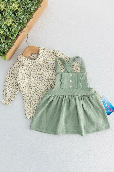 Kız Bebek Kadife Gömlekli Kız Bebek Elbise