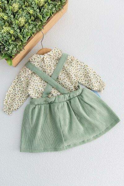 Kız Bebek Kadife Gömlekli Kız Bebek Elbise