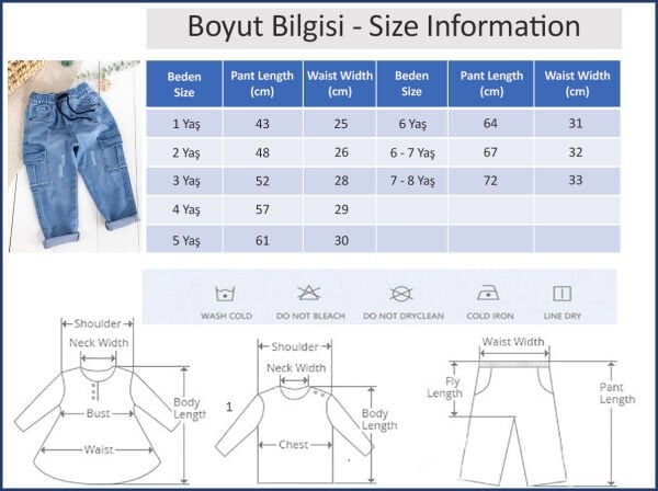 Kargo Cepli Denim Kumaş Beli Lastikli Erkek Çocuk Kot Pantolon