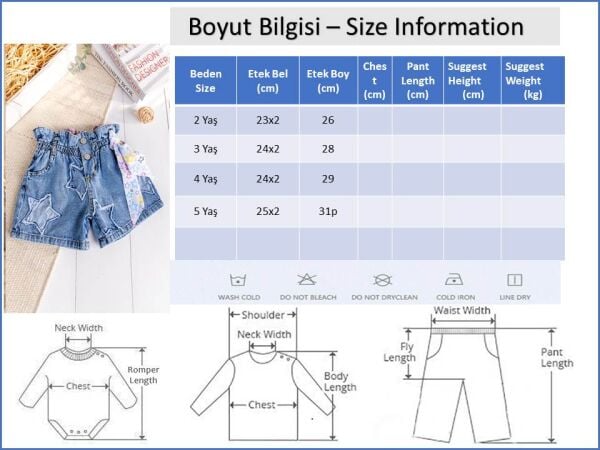 Yıldız işlemeli Denim Kız Çocuk Kot Şort
