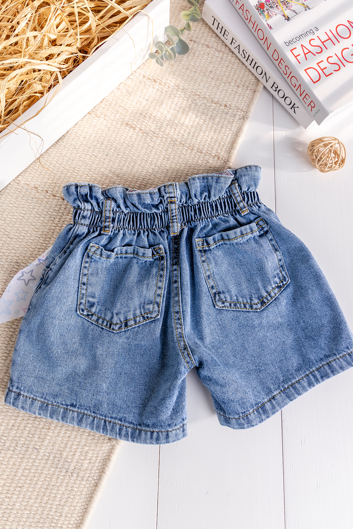 Yıldız işlemeli Denim Kız Çocuk Kot Şort