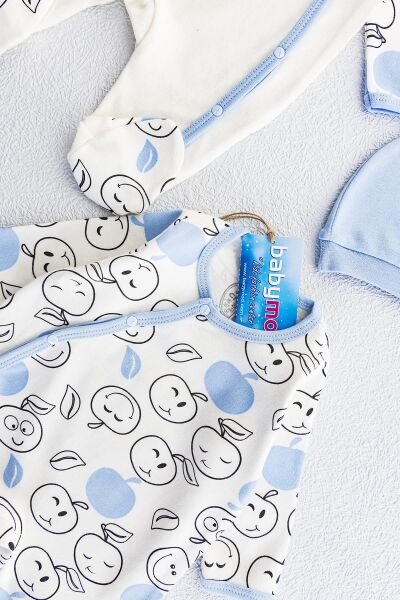 Elma Temalı Uzun Kollu İkili Bebek Tulum Takımı