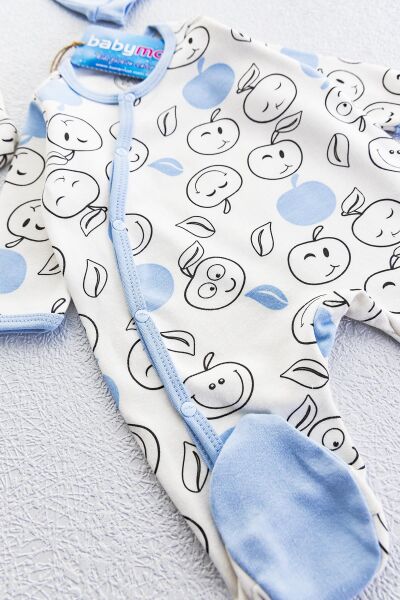 Elma Temalı Uzun Kollu İkili Bebek Tulum Takımı